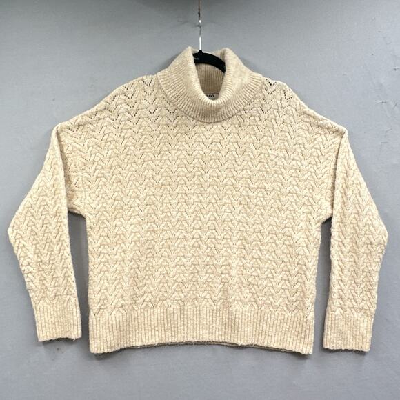 Old Navy Sweater L Turtleneck Knit Cozy Warm Soft Cream Neutral Capsule Preppy - Picture 3 of 14